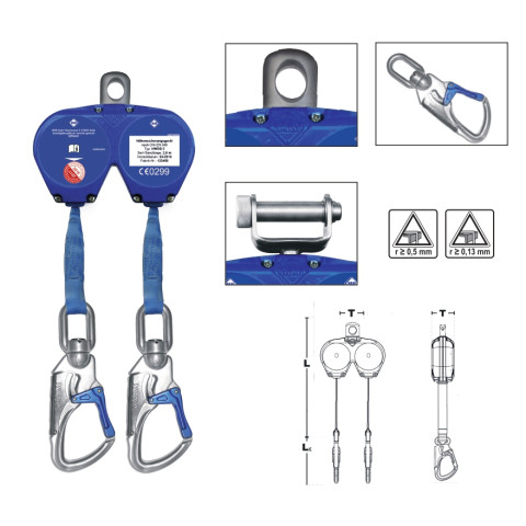 ЗІЗ втягуючого типу IKAR з подвійною стрічкою 2х2м HWDB 2