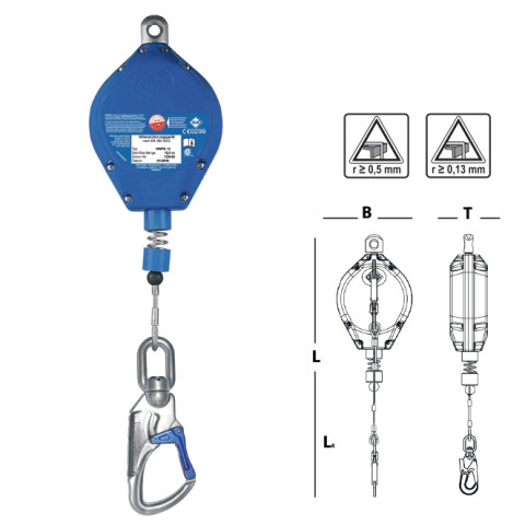 Страхувальний пристрій втягуючого типу IKAR в пластиковому корпусі з оцинкованим тросом 12м HWPS 12