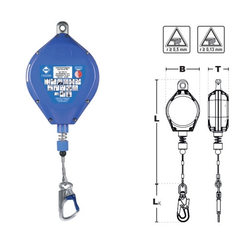 Страхувальний пристрій втягуючого типу IKAR AUTOBLOK в алюмінієвому корпусі з оцинкованим тросом 24м HWS 24