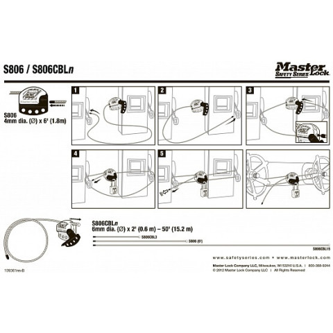 Блокиратор кабельний регульований Master Lock 9,144м SS806CBL30