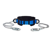 Пояс монтажний безлямковий Вертикаль ПБ-1 з двома стропами зі стального тросу і малими карабінами К20