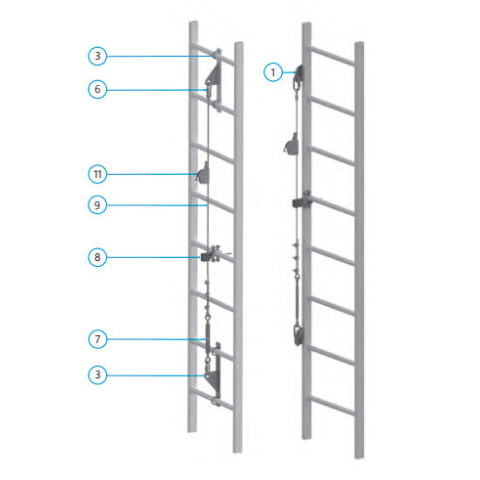 Тросова система вертикальної страховки Protekt з нержавіючої сталі SKC-Block