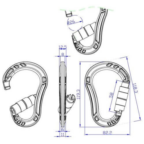 Карабін алюмінієвий з муфтою First Ascent ATTACK