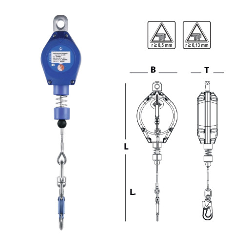 Страхувальний пристрій втягуючого типу IKAR в пластиковому корпусі з оцинкованим тросом 3м HWPS 3