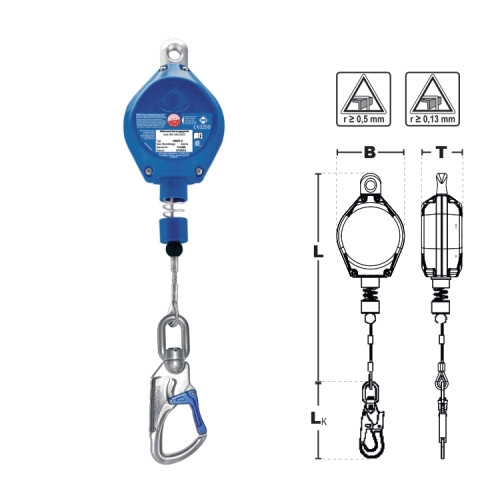 Страхувальний пристрій втягуючого типу IKAR в пластиковому корпусі з оцинкованим тросом 6м HWPS 6