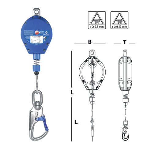 Страхувальний пристрій втягуючого типу IKAR в пластиковому корпусі з оцинкованим тросом 9м HWPS 9