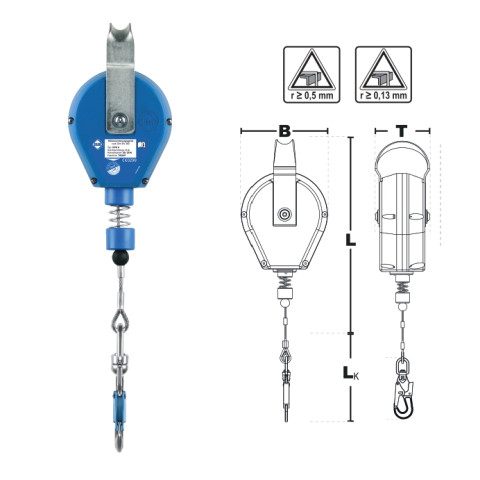 Страхувальний пристрій втягуючого типу IKAR в пластиковому корпусі з оцинкованим тросом 6м HPS 6