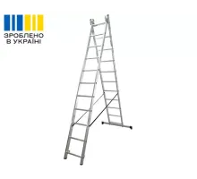 Алюмінієва двосекційна драбина DUOMAX VIRASTAR 2x11 сходинок - довжина секції 3,1 м, загальна довжина 4,48 м, вага 10,8 кг.