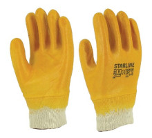 Рукавички STARLINE нитрильні полегшені з повним покриттям і в'язаною манжетою E-201