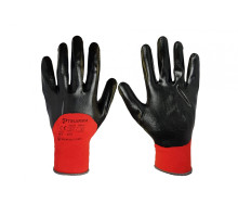 Рукавички TRIARMA нейлонові з неповним нітрильним покриттям NY1355-R/BLK