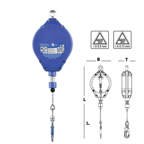 Страхувальний пристрій втягуючого типу IKAR AUTOBLOK в алюмінієвому корпусі з оцинкованим тросом 18м HWS 18